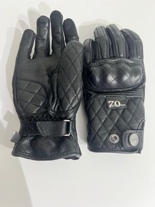 Guantes de piel negrpara moto con protección mujer
