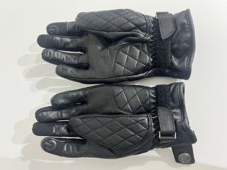 Guantes de piel negrpara moto con protección mujer