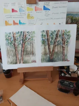 Dos acuarelas originales Arboleda II