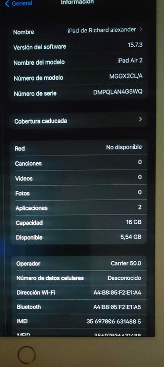 iPad Air 2 A1567 para piezas