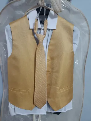 Traje comunión azul y dorado talla 8