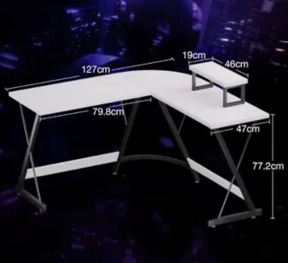 Escritorio en L blanco y negro