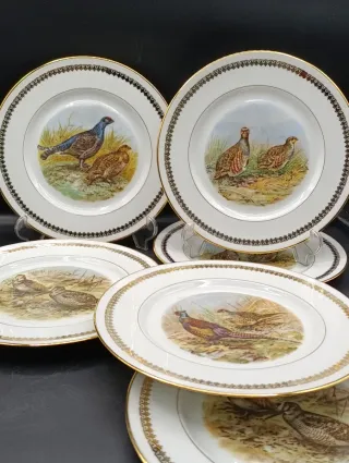 Set 6 Platos Porcelana Limoges Caza