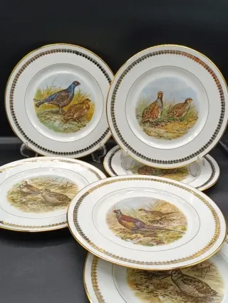 Set 6 Platos Porcelana Limoges Caza