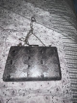 Zapatos de fiesta y bolso plateados