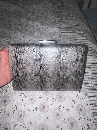 Zapatos de fiesta y bolso plateados