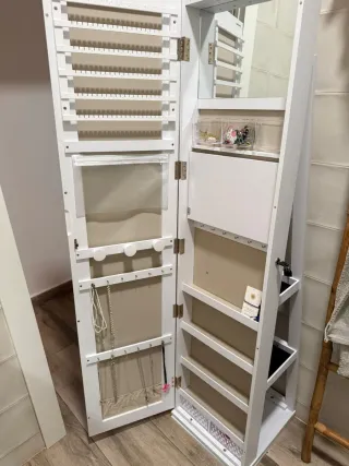 Mueble Joyero Blanco con Puerta de Cristal