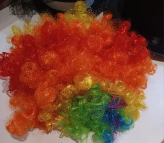 Peluca de payaso multicolor rizada