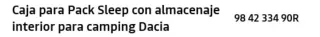 Pack dormir camping Dacia