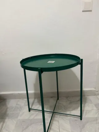 Mesa auxiliar redonda verde oscuro 45x53 cm
