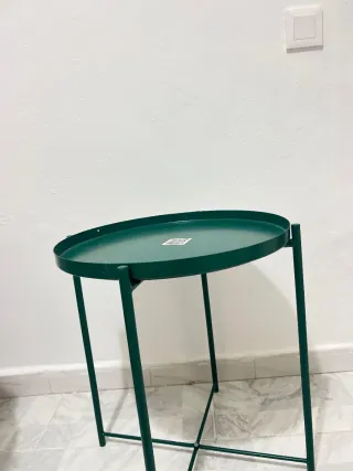 Mesa auxiliar redonda verde oscuro 45x53 cm
