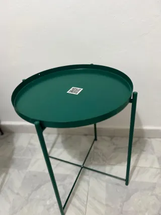 Mesa auxiliar redonda verde oscuro 45x53 cm