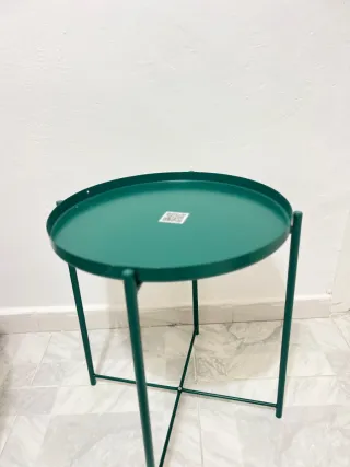 Mesa auxiliar redonda verde oscuro 45x53 cm