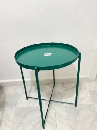 Mesa auxiliar redonda verde oscuro 45x53 cm