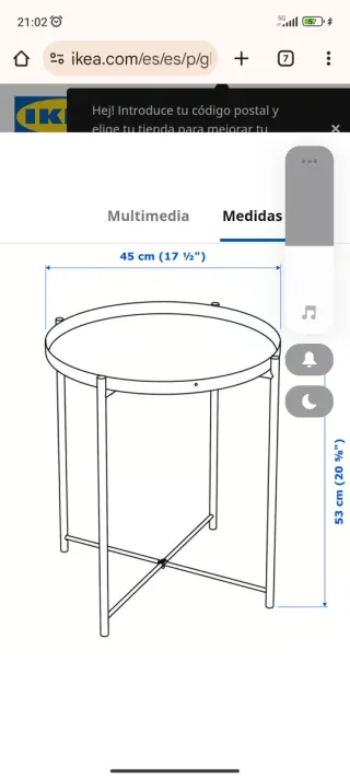 Mesa auxiliar redonda verde oscuro 45x53 cm