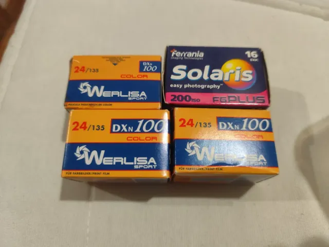 Lote 3 carretes Werlisa DXN 100 + 1 Ferrania Solar