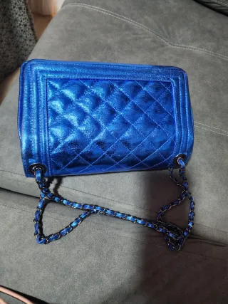 Bolso piel acolchado azul