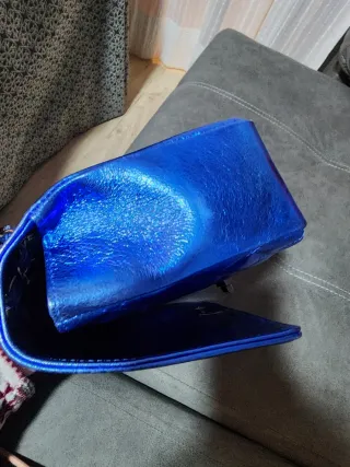 Bolso piel acolchado azul