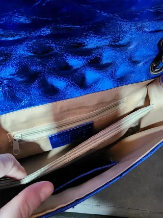 Bolso piel acolchado azul