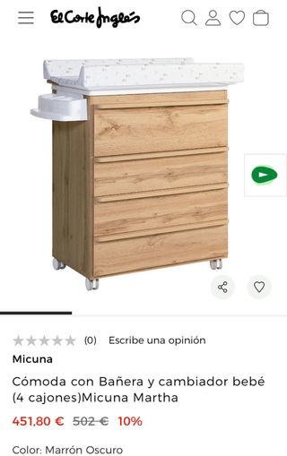 Cómoda bañera cambiador Micuna NUEVA