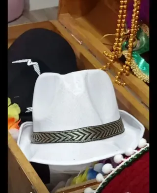 Sombrero de disfraz gánster blanco de adulto.