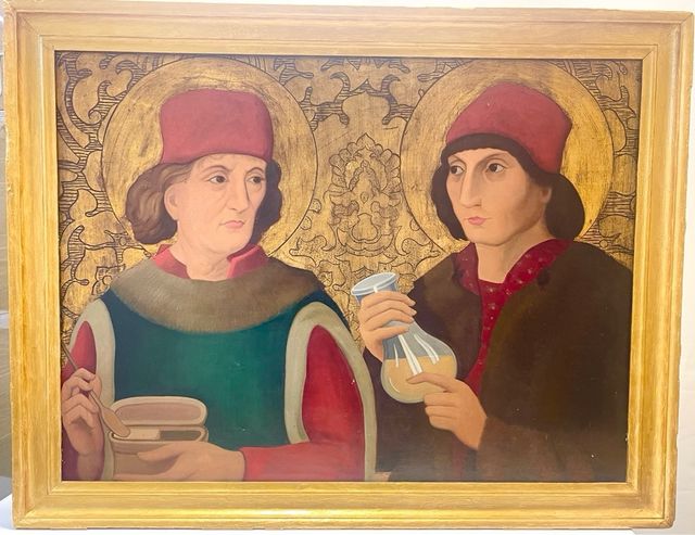 Cuadro Renacentista Dorado y Rojo