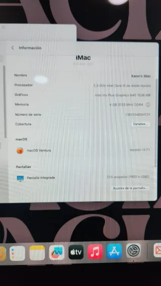 Imac Ordenador Mesa Apple Plata