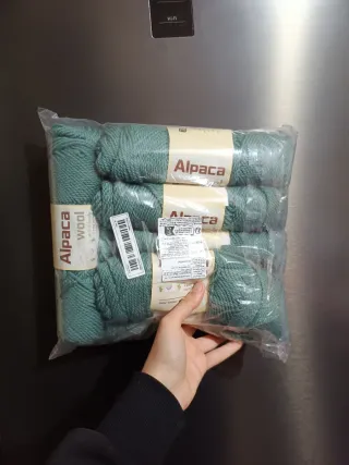 Gomitoli lana Alpaca verde metallizzato