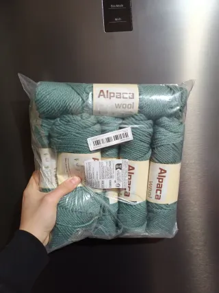 Gomitoli lana Alpaca verde metallizzato