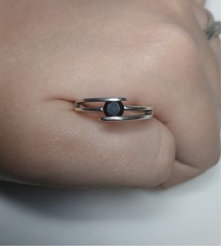Anillo Plata con Piedra Negra