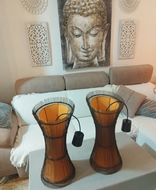 Lámparas de mesa bambú y metalz