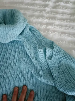 Vestido largo cuello alto azul