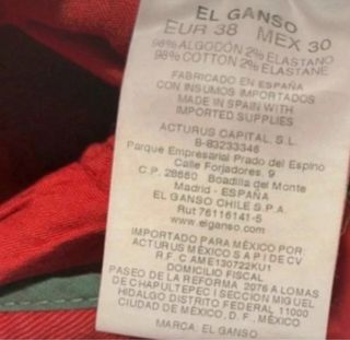Vaqueros El Ganso Rojos Hombre Talla 38
