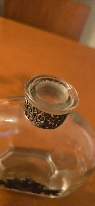 Bottiglia e 2 Bicchieri Vetro Argento