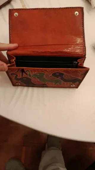 Cartera Vintage Cuero India Elefantes