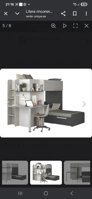 Cama tren litera con escritorio Es Blanco y fucsia