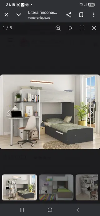 Cama tren litera con escritorio Es Blanco y fucsia