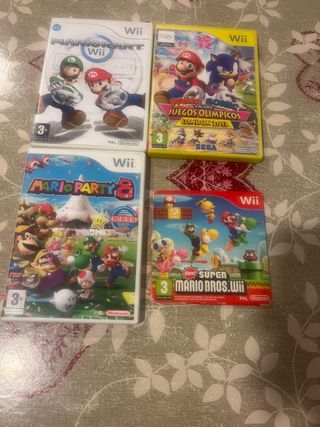 Lote 4 juegos Wii: Mario Kart, Mario Party 8...