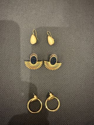 Pack 3 pares pendientes dorados