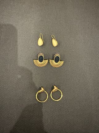 Pack 3 pares pendientes dorados