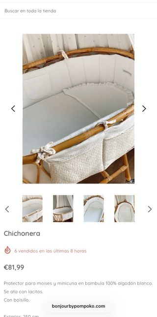 Moisés madera y mimbre con ruedas sin estrenar