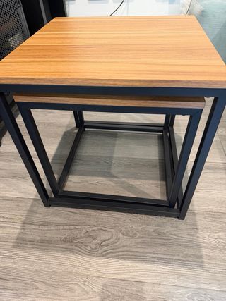 Mesas auxiliares apilables madera y metal