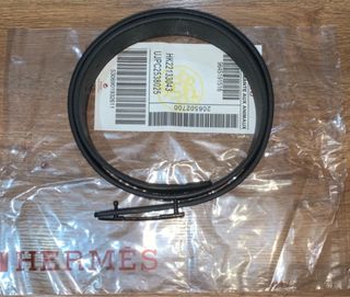 Cinturón Hermes Negro Hebilla H Plateada