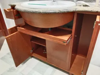 Conjunto baño espejo, lavabo y mueble