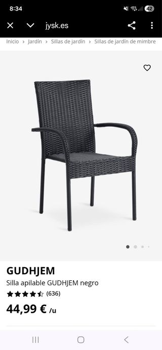 Silla de jardín GUDHJEM mimbre negro