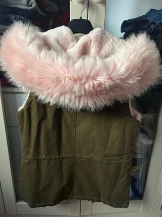 Chaleco verde con pelo rosa