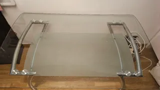 Mesa de comedor cristal y metal