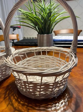 2 cestos mimbre blanco 23cm