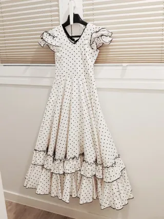 Traje Gitana Niña Blanco y Negro
