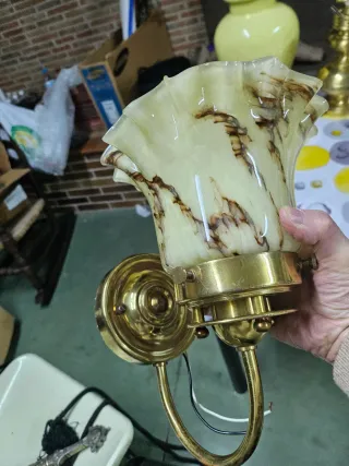 Aplique pared latón y cristal veteado